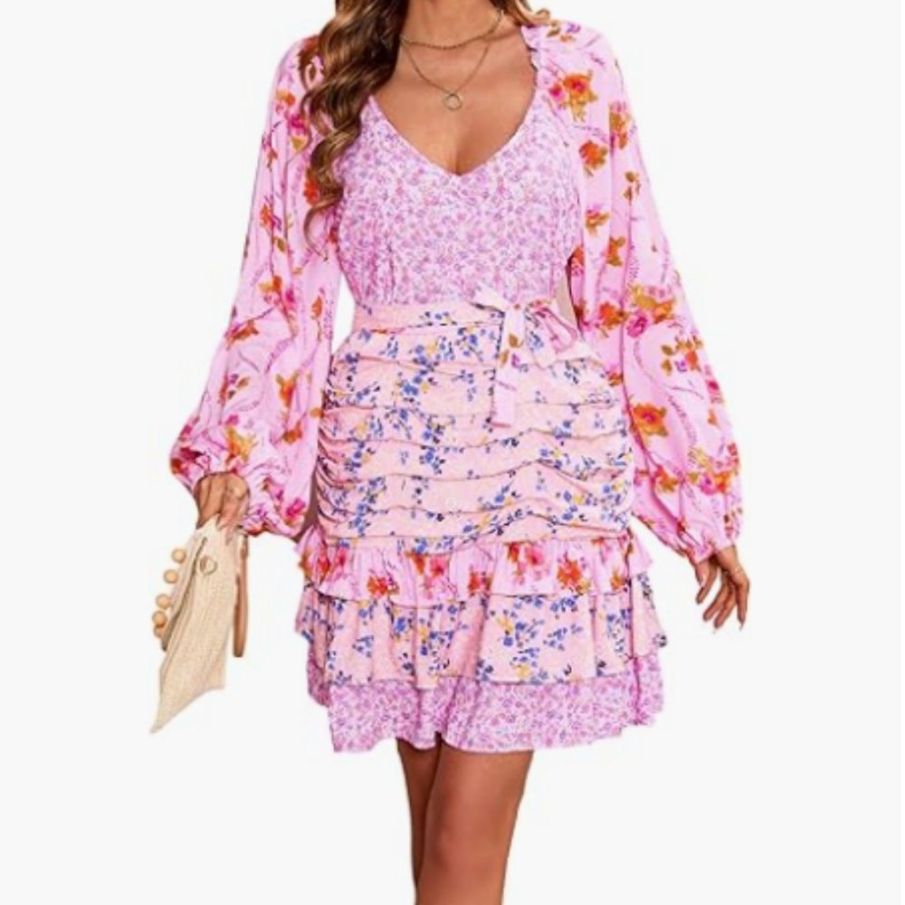 Women's Summer Long Sleeve Boho Dress